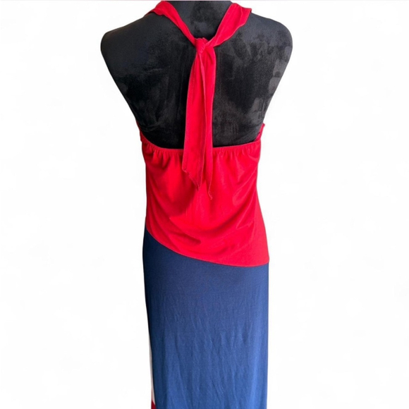 Red and Blue Colorblock Maxi Dress - Picture 5 of 7